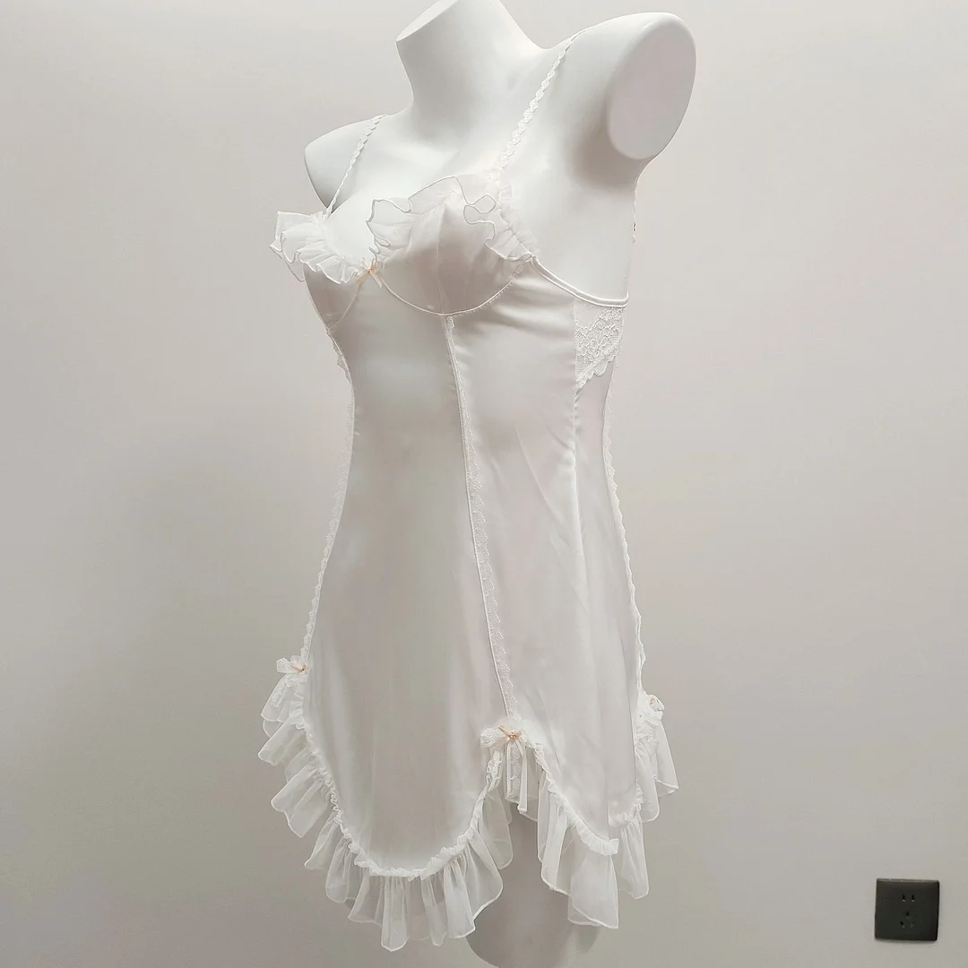 Nigikala Nigikala Ice Silk Pajamas Woman 2025 New Pure Wind Silk With Chest Pad Lace Sling Skirt Home Dress