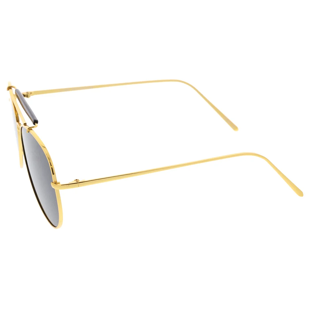 Classic Metal Double Nose Bridge Slim Temple Super Flat Lens Aviator glasses 57mm