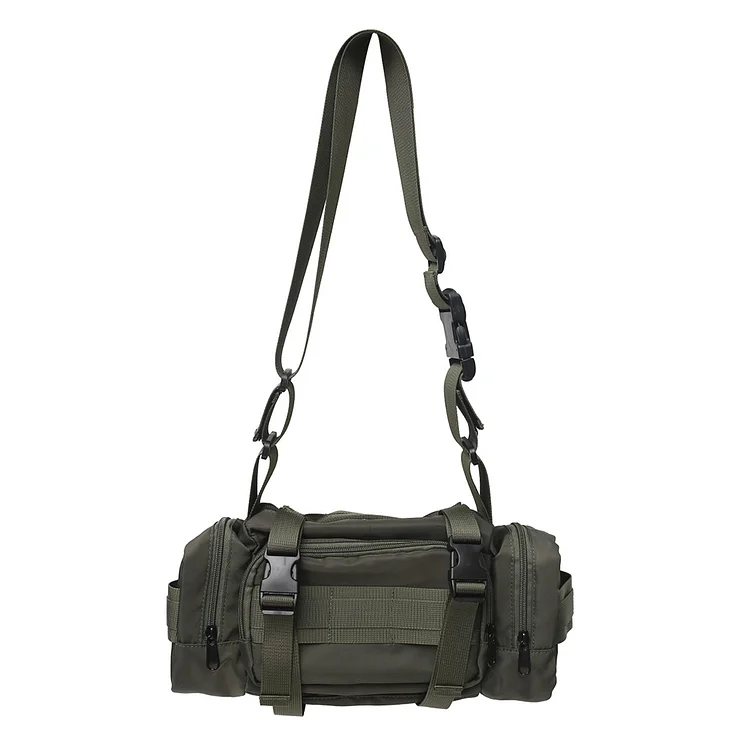 Waist Bag Nylon Chest Bag Solid Color for Climbing Camping Sports (Army Green)