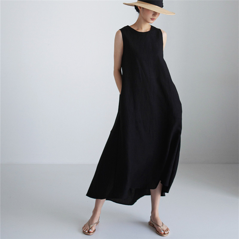 Women's A-Line Dress Midi Dress - Sleeveless Pocket Summer Basic Holiday printed Long Maxi Dress