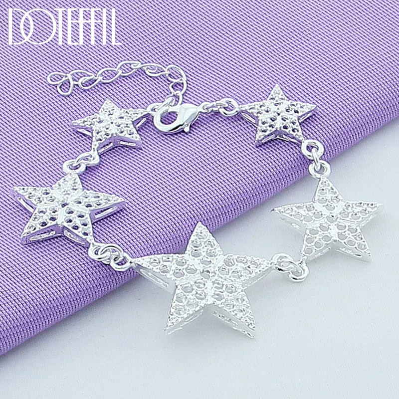 DOTEFFIL 925 Sterling Silver Six Star Bracelet For Fashion Charm Women Jewelry