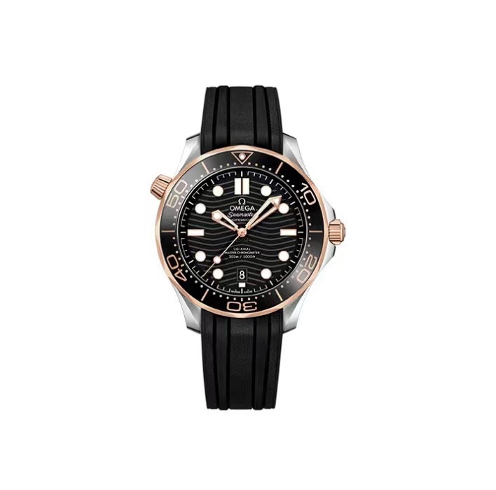 VS廠 OMEGA 歐米茄 海馬系列 夜光潛水 42mm 精鋼金黑盤橡膠錶帶 自動機械腕錶男