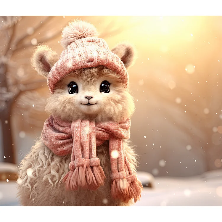 Winter Alpaca 35*30CM (Canvas) Full Round Drill Diamond Painting gbfke