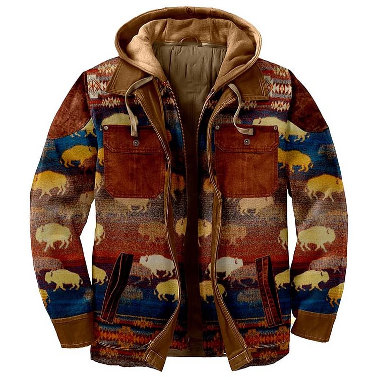 RETRO PRINT PADDED MEN'S JACKET