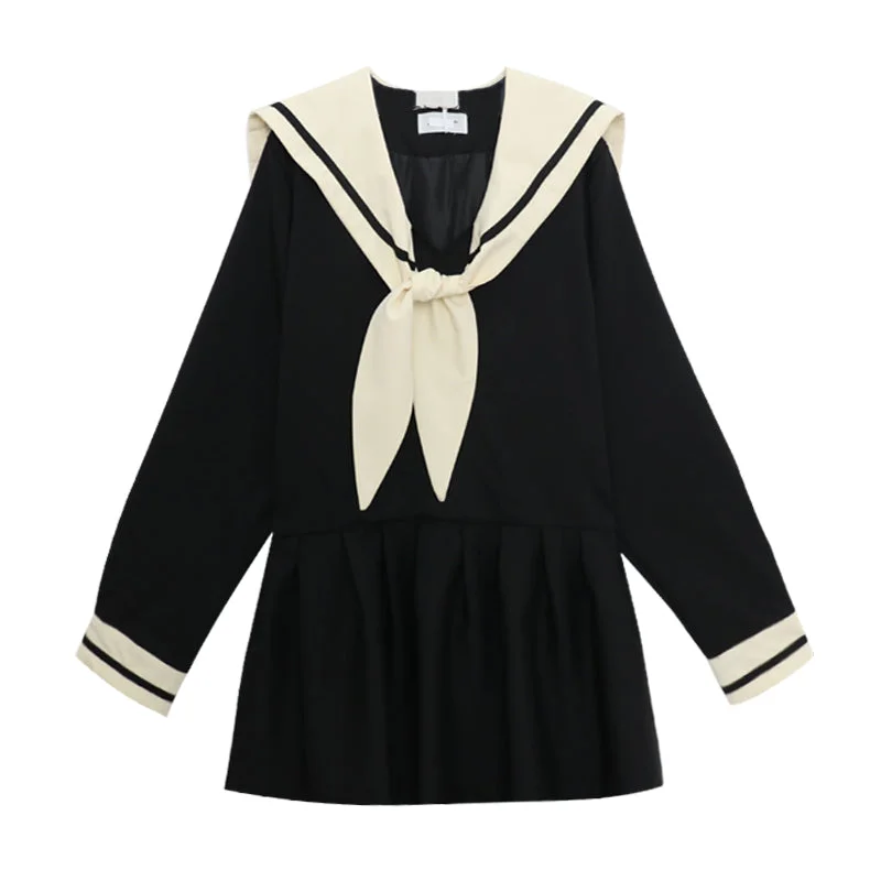 Black Long Sleeves Dress School Uniform Cosplay Costume