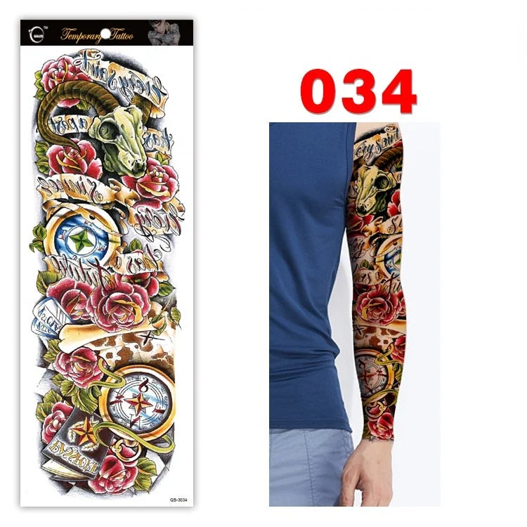 Full Arm Series Temporary Tattoo Full Arm Tattoo Sticker Lasting Waterproof Sweat Flower Arm Full Arm Tattoo Big Picture Sticker