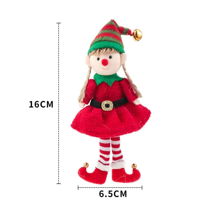 New Year 2022 Christmas Elf Doll Ornaments Xmas Tree Hanging Pendant Navidad 2021 Santa Kids Gift Christmas Home Decoration