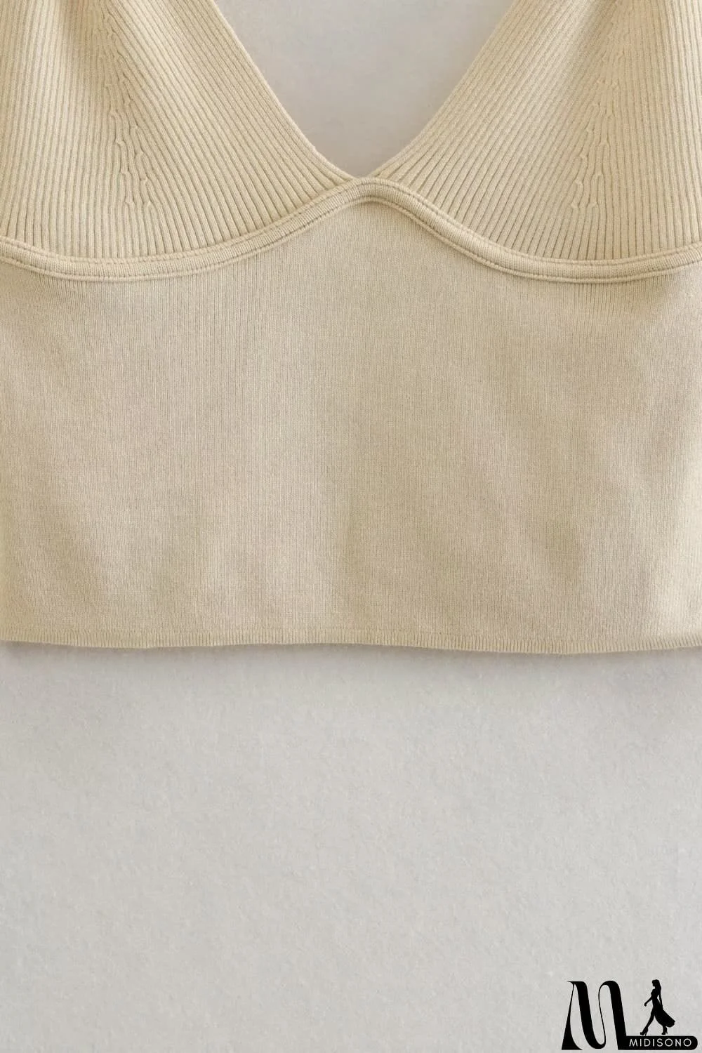 MidiSono - Ribbed V-Neck Cami and Skirt Set