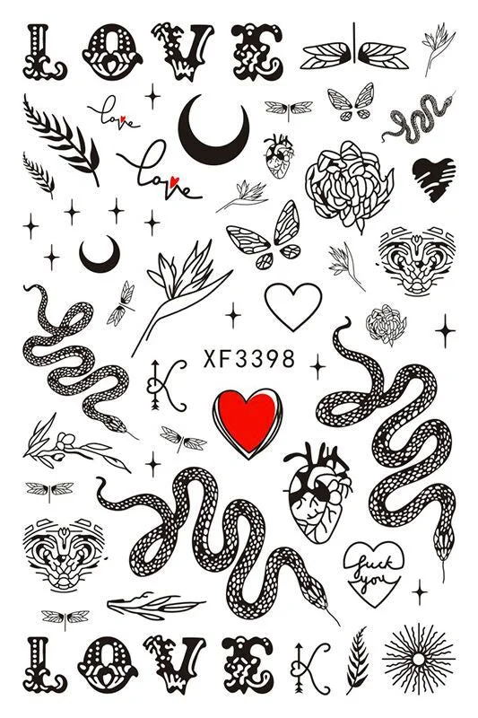 Black Rose Flower Heart 3D Nail Sticker Self-Adhesive Slider Art Decorations Valentine's Day Decals Manicure Accessories-Nail Inspo