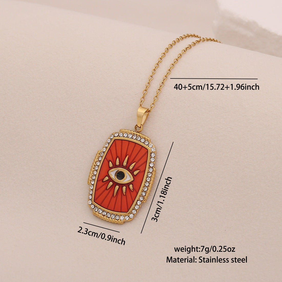 Drop Eye Pendant Necklace Personality Geometric Stainless Steel Clavicle Chain N1536