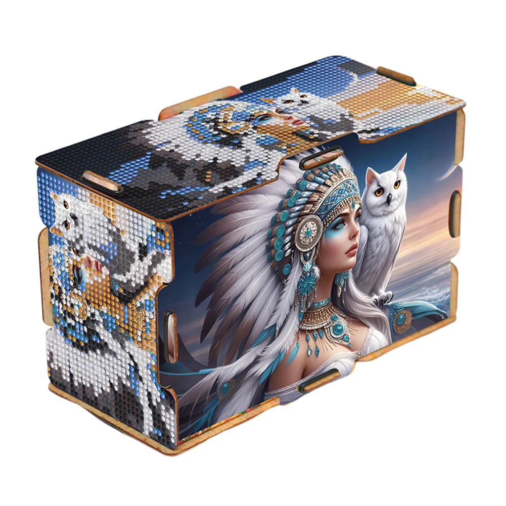 Owl Indian Diamond Painting Tissue Box Wooden Diamond Art Tissue Storage Box