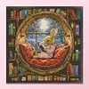 Bunny In Library-14CT Stamped Cross Stitch 36*36cm/14.17*14.17in tapestrymarket
