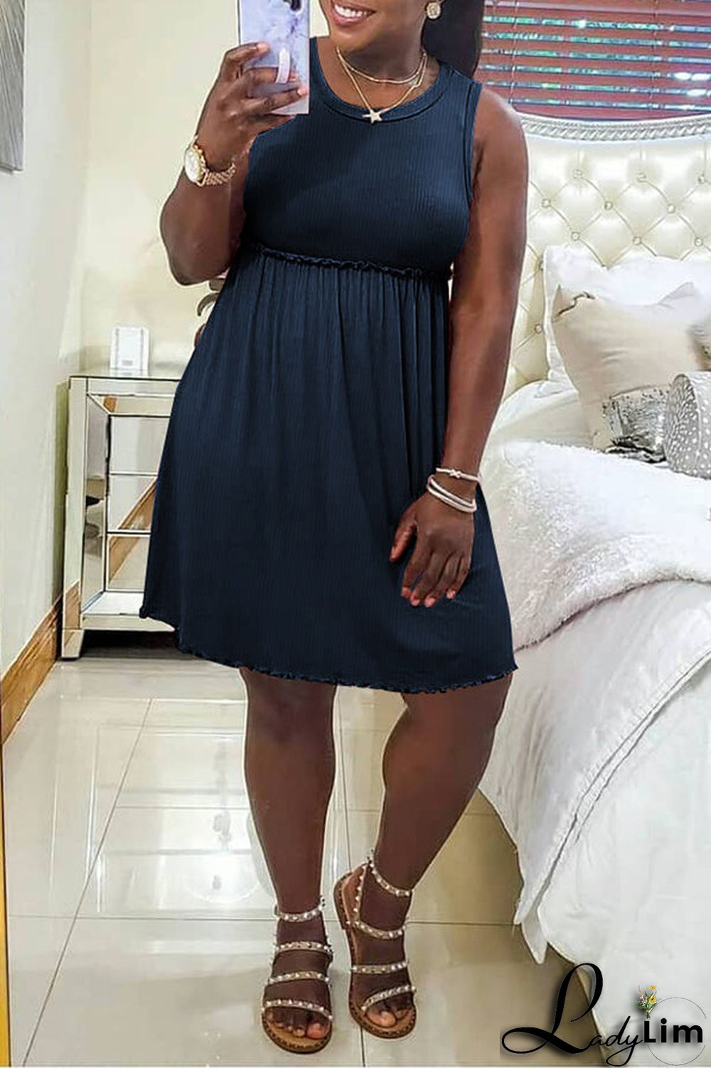 Apricot Casual Solid Patchwork U Neck Cake Skirt Dresses