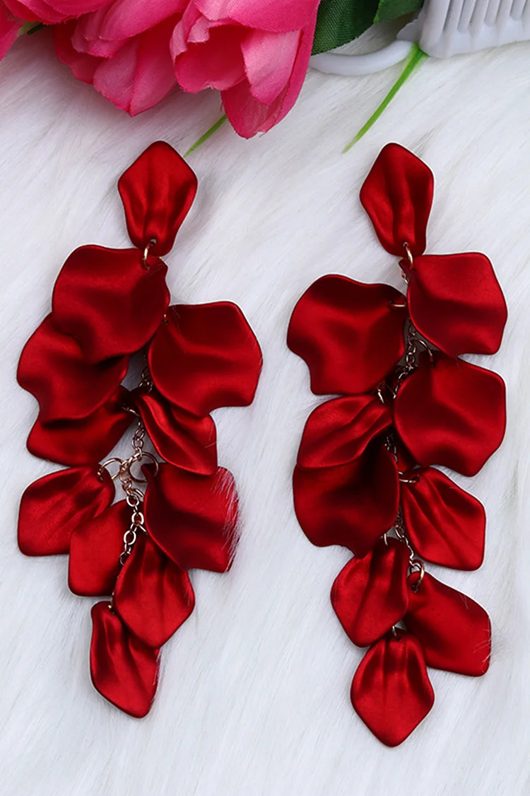 Fashion Plain Pink Petal Tassel Acrylic Dangle Earrings