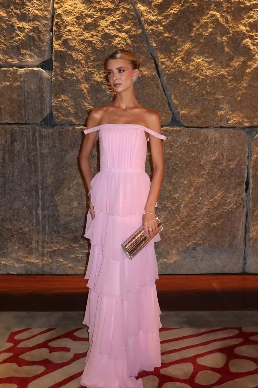 Oknass Sleeveless Off the Shoulder Strapless Long Prom Dress With Ruffles 
