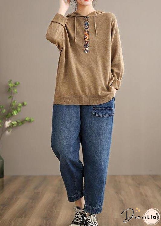 Handmade Spring Casual Pants Oversize Denim Blue-little flower Photography Elastic Waist Trousers