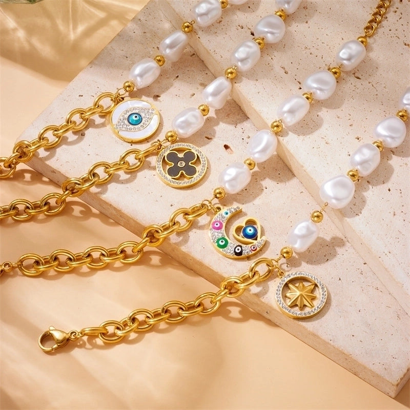 Retro Classic Style Star Flower 304 Stainless Steel 18K Gold Plated Zircon . Bracelets In Bulk