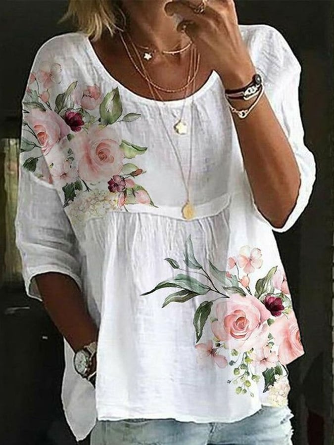 Women's  Plant Flower Print Shirt