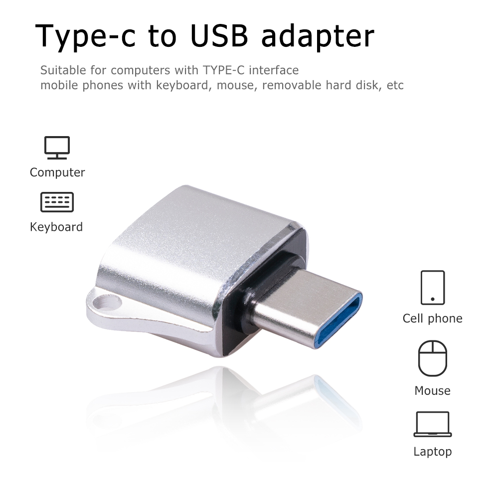 

Type-C OTG Connectors USB C Male to USB 2.0 Female Converter for Phone PC, Silver, 501 Original