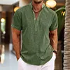 Camicia da uomo a maniche corte con mezzo bottone e colletto Henley