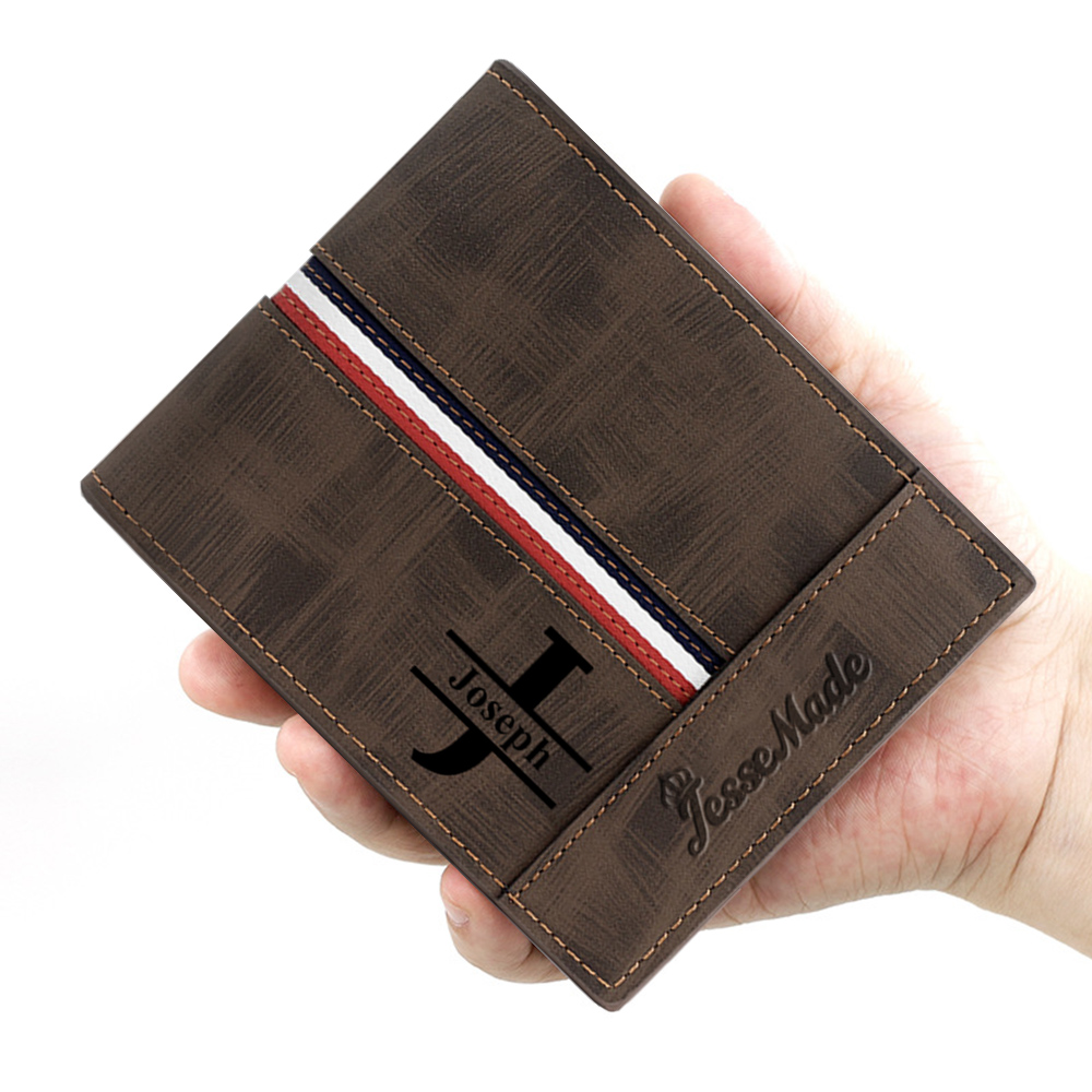 Portefeuille Classique 1 Prénom et Lettre Personnalisés avec Photo Porte-Monnaie Carte