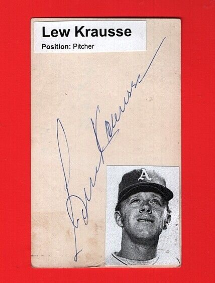 1961 LEW KRAUSSE-KANSAS CITY A'S AUTOGRAPHED 3X5 CARD W/Photo Poster painting-d.2021