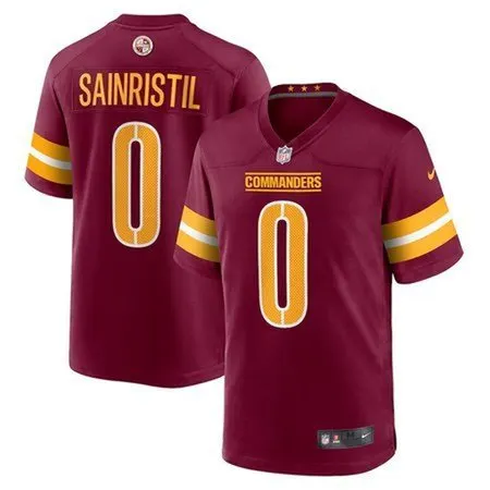 Men's Washington Commanders #0 Mike Sainristil  Burgundy Game Jersey