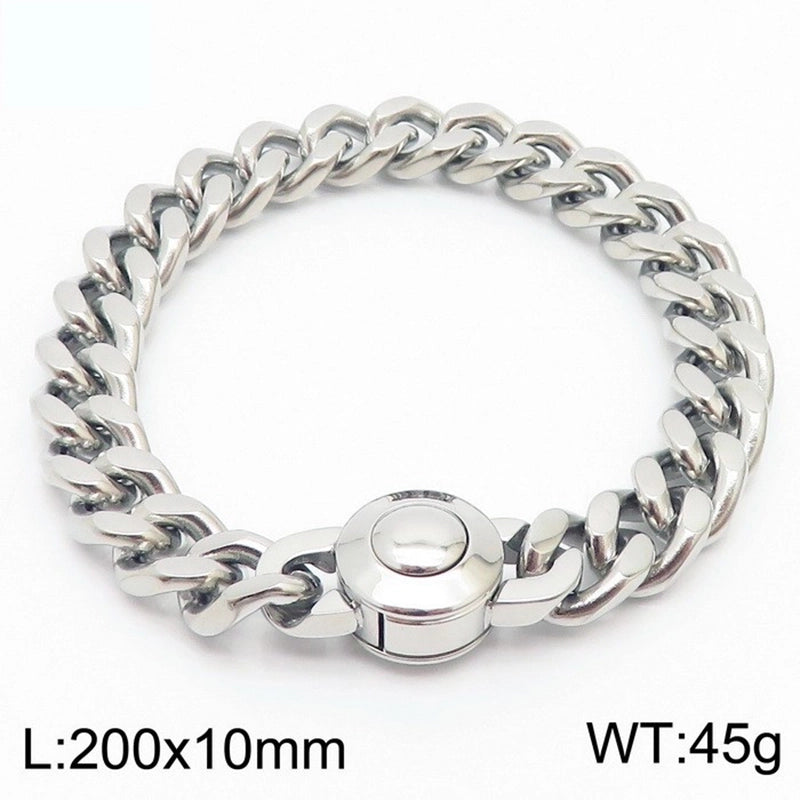 Titanium Steel 18K Gold Plated Hip-Hop Inlay Geometric Rhinestones Bracelets Necklace