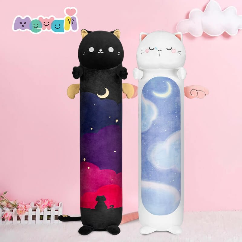 Mewaii® Moon Kitten White and Evening Star Kitten Long Cat Stuffed Animal Kawaii Bundles Squishy Toy