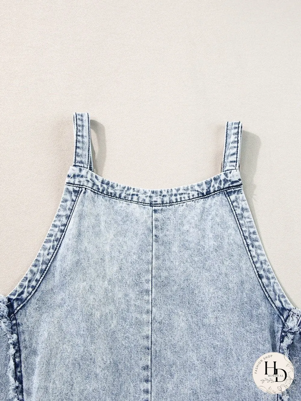 Vintage Beau Blue Denim Overall with Frayed Exposed Seam