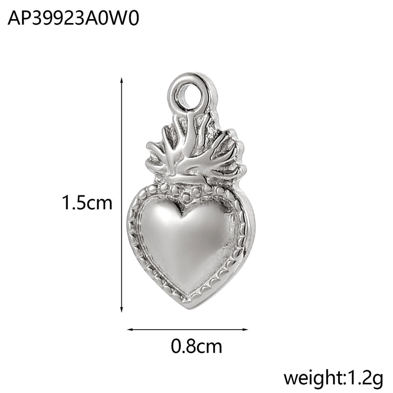 1 Piece 8 * 15mm 304 Stainless Steel Heart Shape Polished Pendant Chain Jewelry Accessories