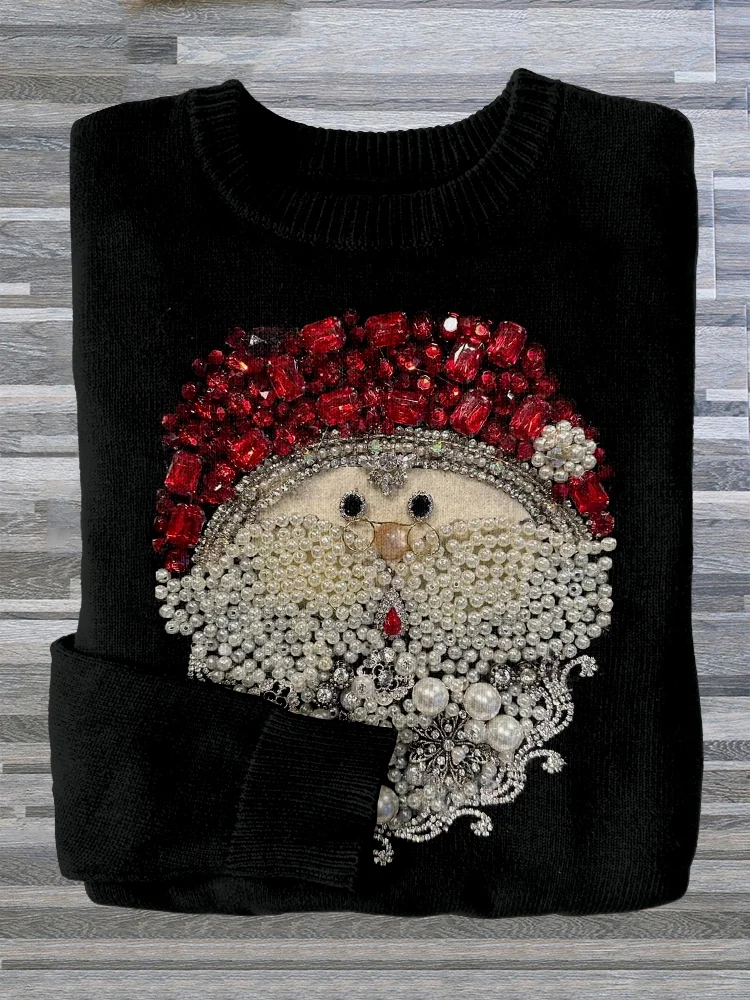 Comstylish Cute Christmas Santa Vintage Jewelry Art Comfy Sweater