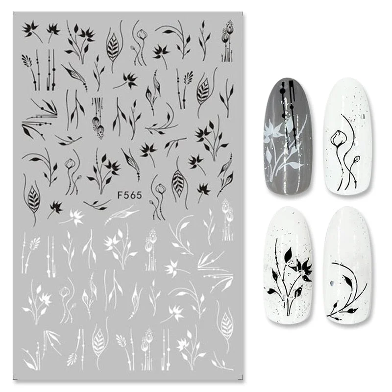 1PC Red/Black/White/Gold 3D Valentine Sticker For Nails Lover Sliders For Girls DIY Design Decals Nail Art Decoration