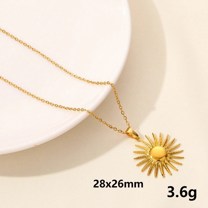 304 Stainless Steel Casual Minimalist Plating Sun Star Moon Pendant Necklace