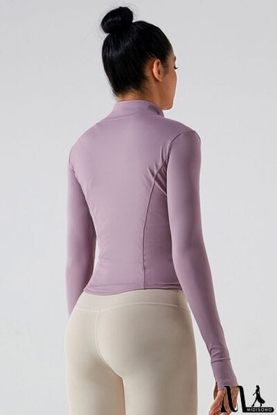 MidiSono - Zip Up Mock Neck Active Outerwear