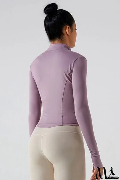 MidiSono - Zip Up Mock Neck Active Outerwear