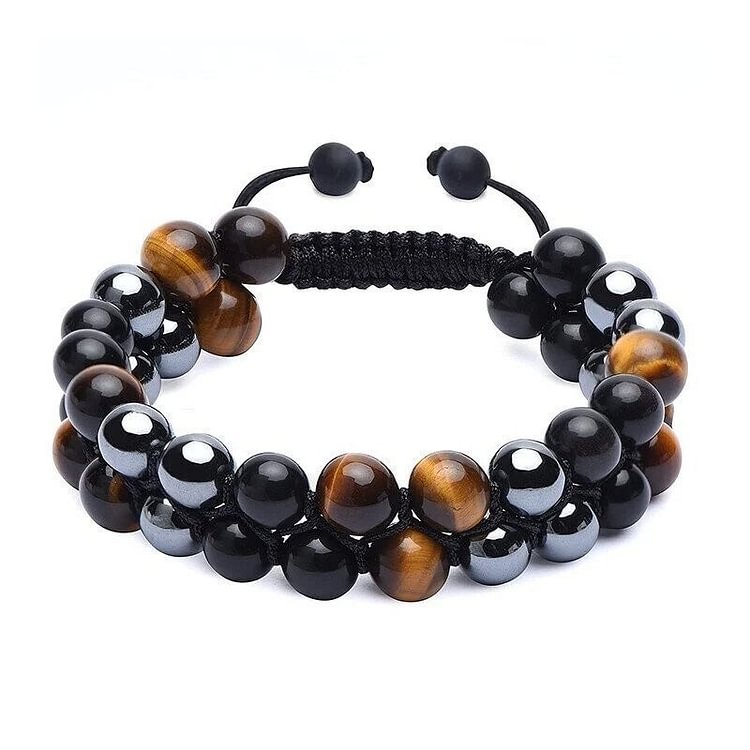 Triple Protection Bracelet-Genuine Tigers Eye Agate and  Black gallstone-The Perfect Gift