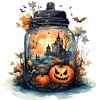 (Stamped/Counted) Halloween Glass Bottle Scene-11CT Cross Stitch 45*45cm/17.72*17.72in