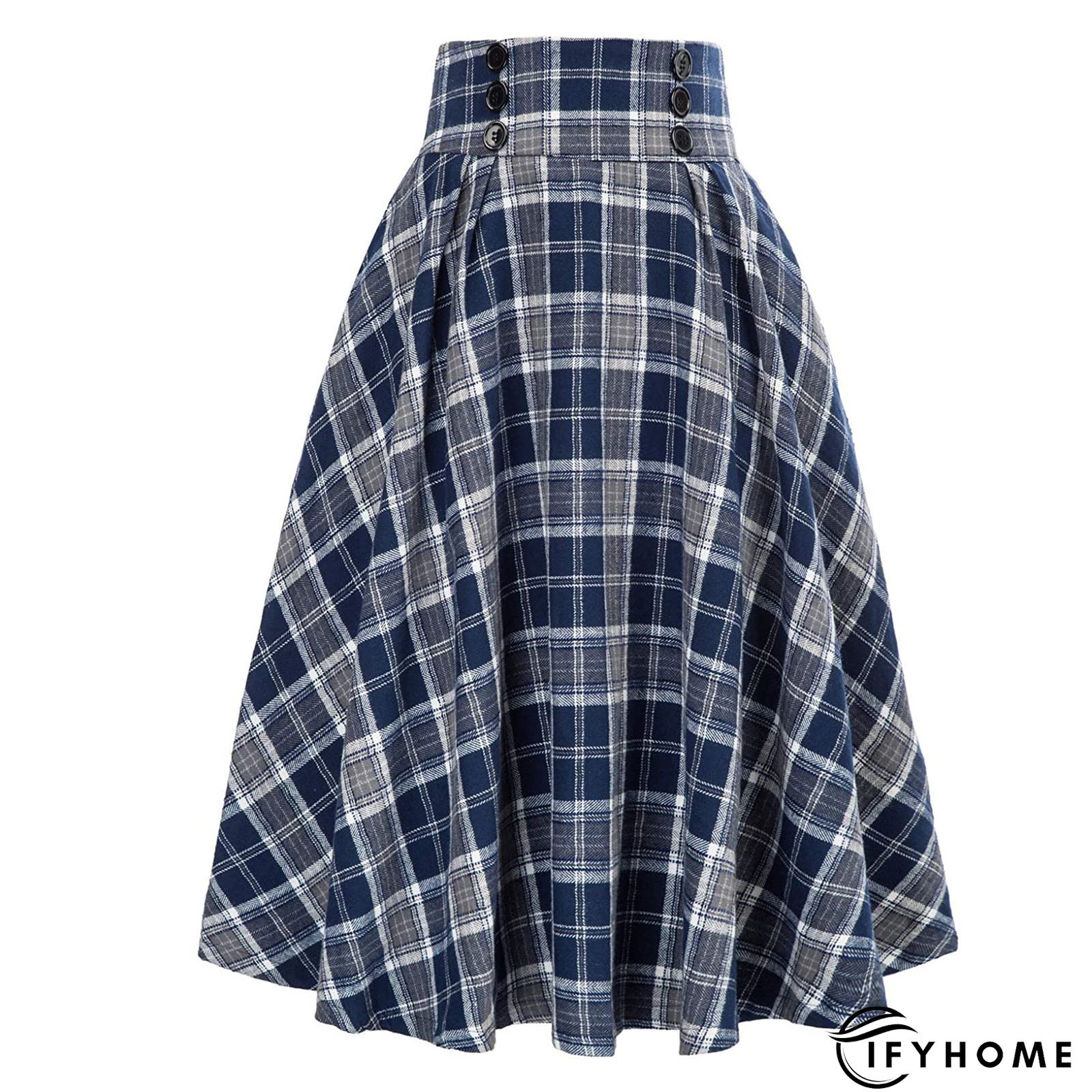 Plaid Printed Vintage Casual A-Line Skirt | IFYHOME