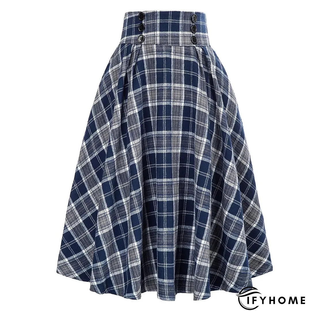 Plaid Printed Vintage Casual A-Line Skirt | IFYHOME