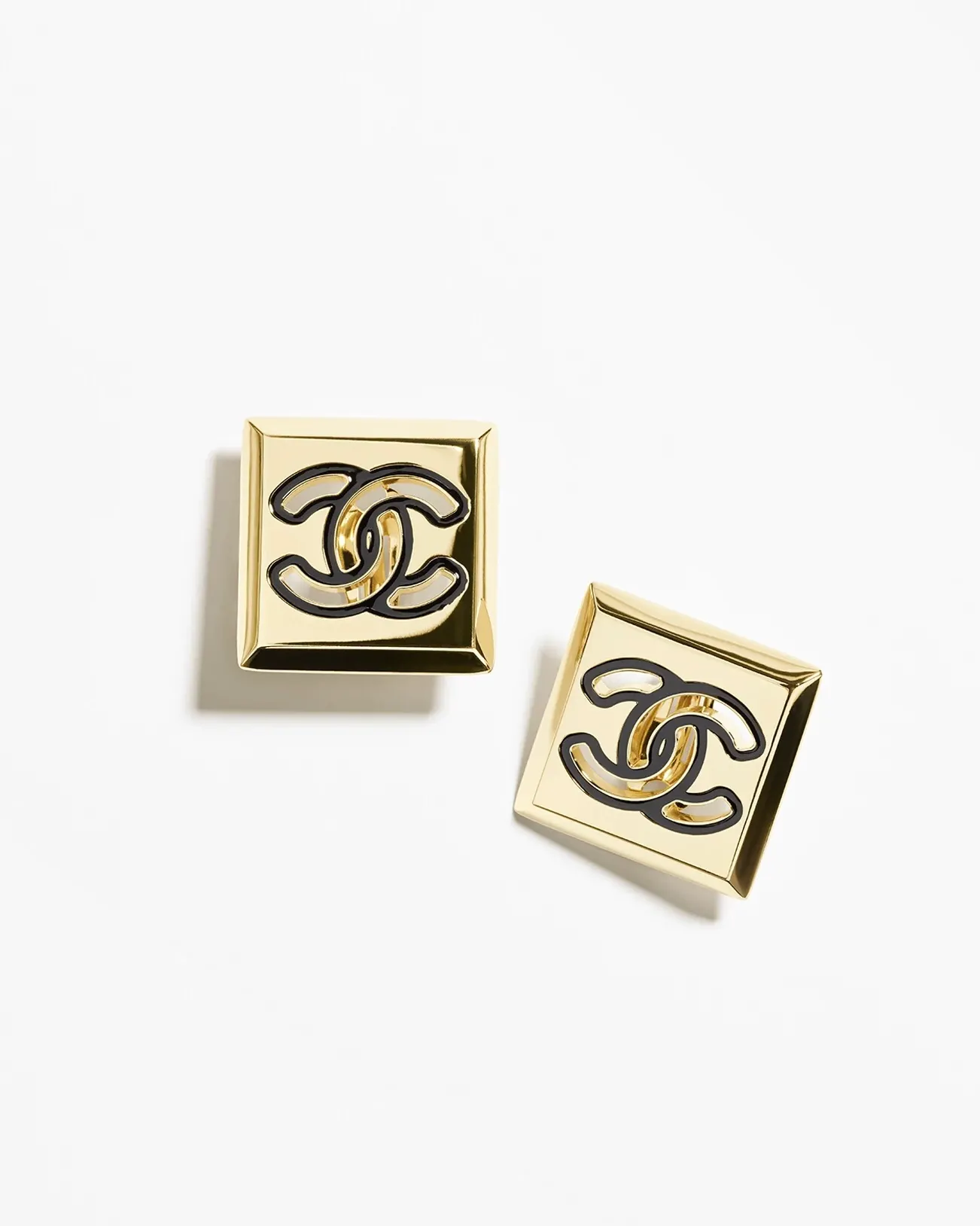 Chanel Square Pearl Stud Earrings