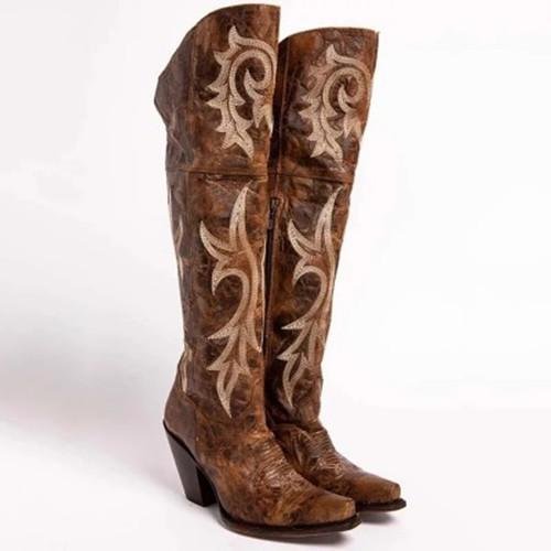 Womens Vintage Chunky Heel Artificial Leather Daily Boots -boots