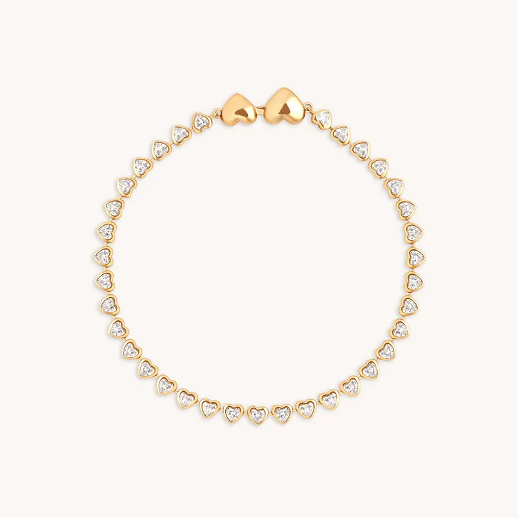 Heart Bezel Tennis Bracelet in Gold