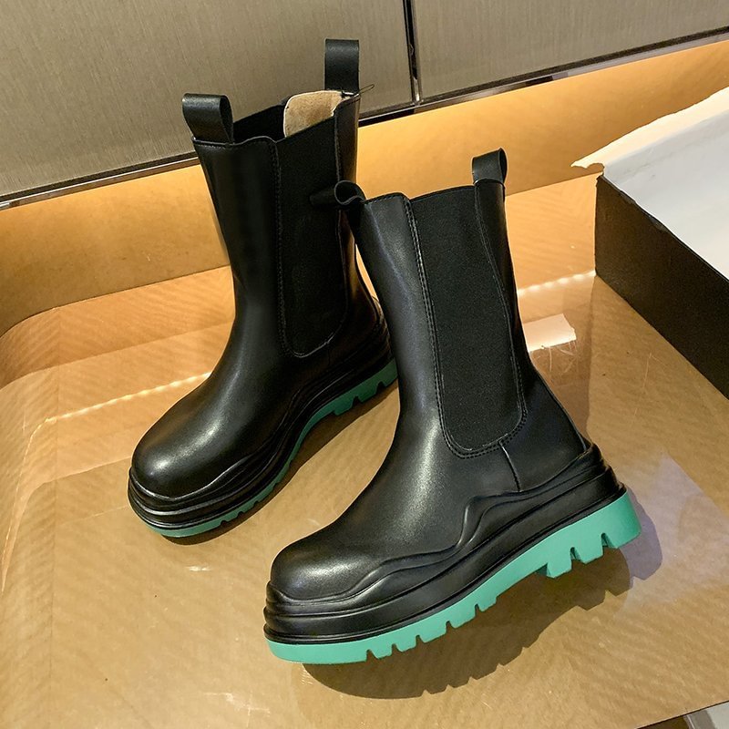 Aphixta 2022 Elastic band Women Boots Winter Ankle Boots For Women Chunky Heel Platform Women INS Hot Chelsea Boots Shoes Woman