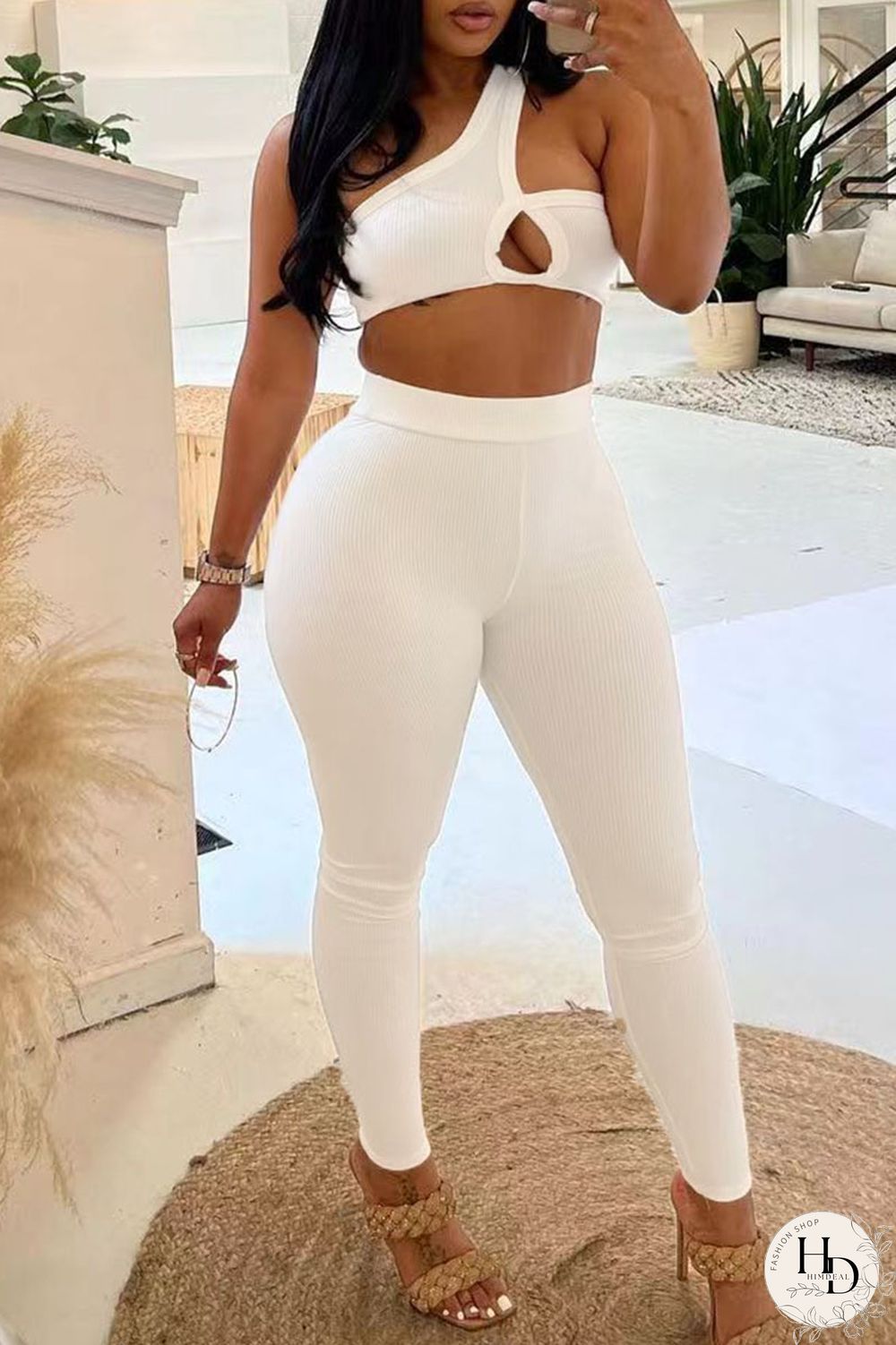 Black Sportswear Solid Patchwork Oblique Collar Sleeveless Two Pieces