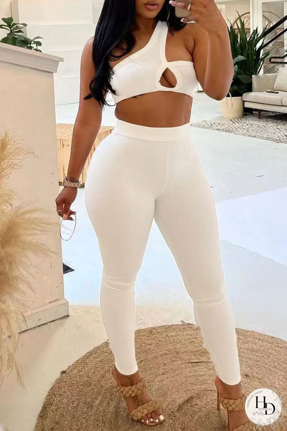 Black Sportswear Solid Patchwork Oblique Collar Sleeveless Two Pieces