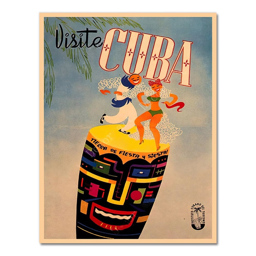 Travel to Cuba Havana Canvas Painting Vintage Wall Pictures Kraft Posters Coated Wall Stickers Home Decoration Pictures Gift