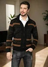 Men's Vintage Pattern Slim Fit Zipper Knitted Cardigan Sweater