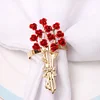 Red Roses Bunch Golden Catering Napkin Ring