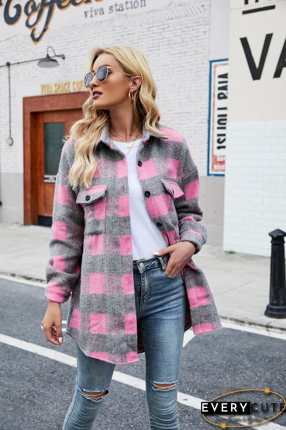 Collar Button Down Thick Shacket Jacket